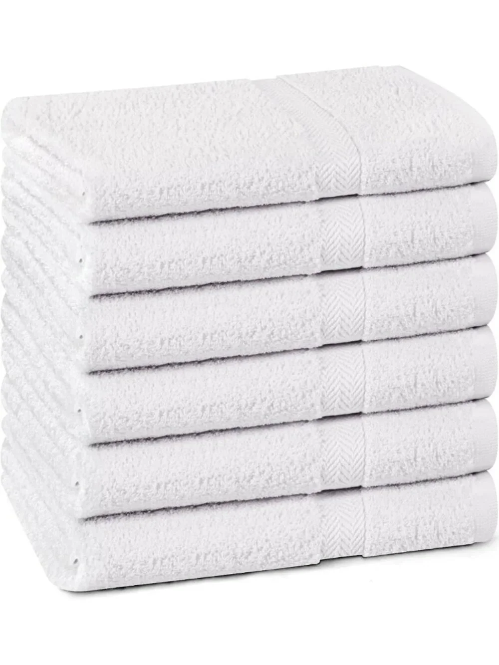 6 Pack White Bath Towels Set - 100% Cotton, Quick Dry, Super Absorbent, Soft